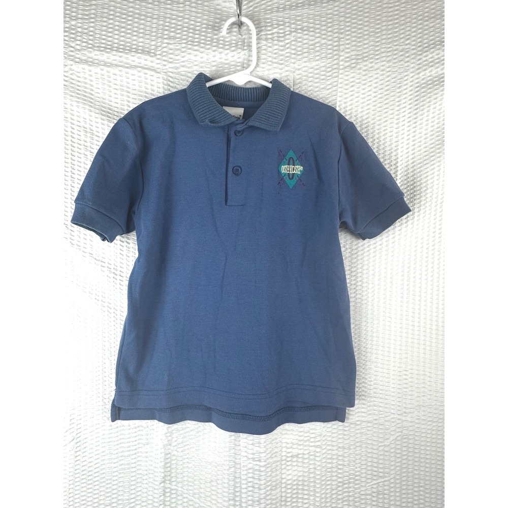 OshKosh B'Gosh Blue Polo‎ Shirt Short Sleeve Embroidered Logo Top size 7